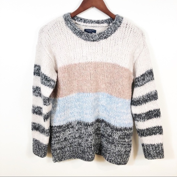 American Eagle Outfitters Sweaters - AEO Jegging Fit Striped Colorblock Sweater Wool Small American Eagle Pullover